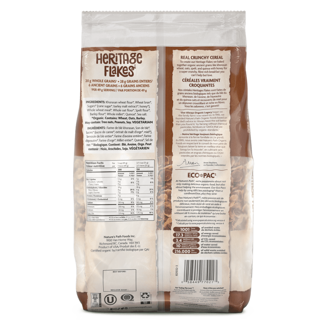 Organic Heritage Flakes Cereal - Eco Pac
