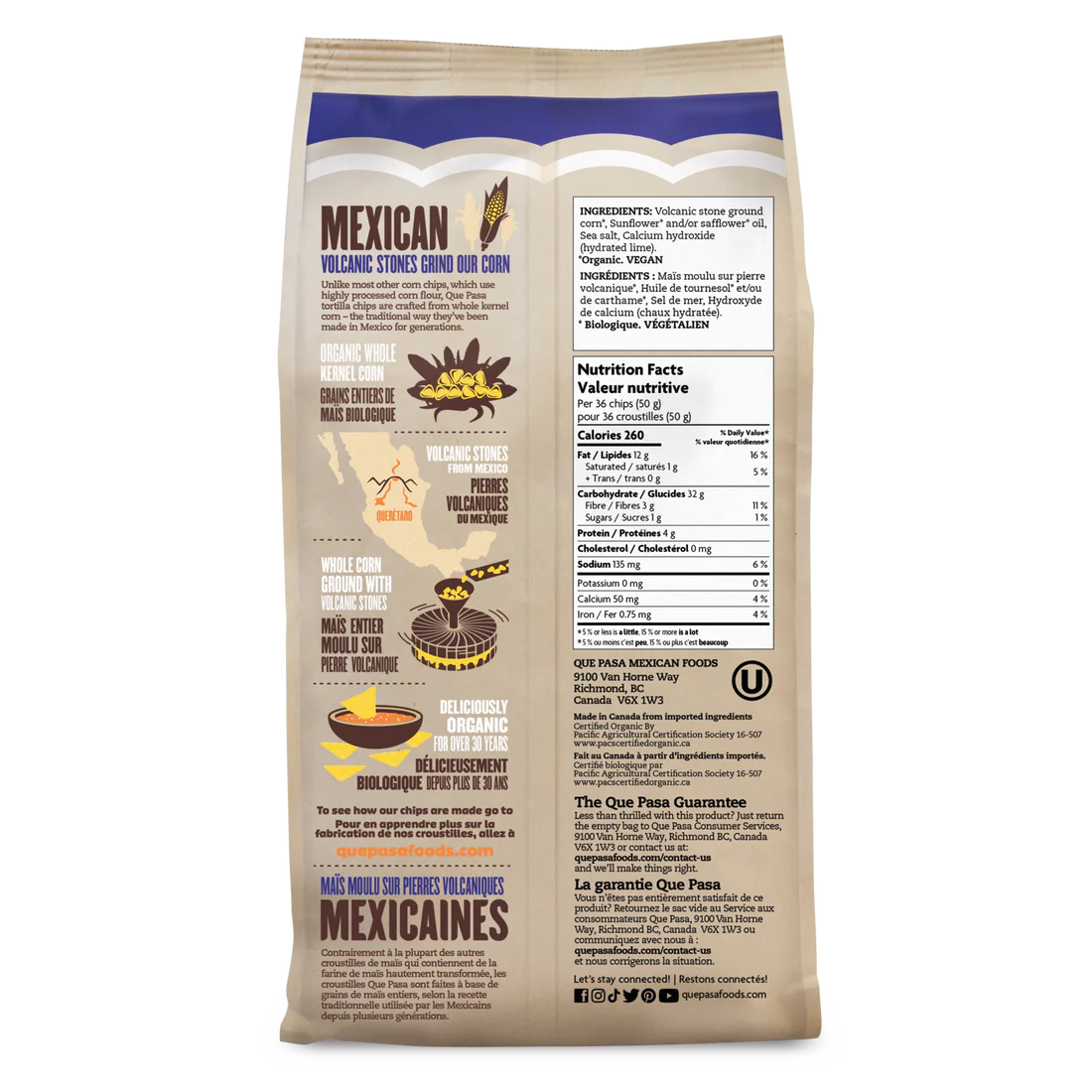 Que Pasa Organic Salted Tortilla Chip Rounds