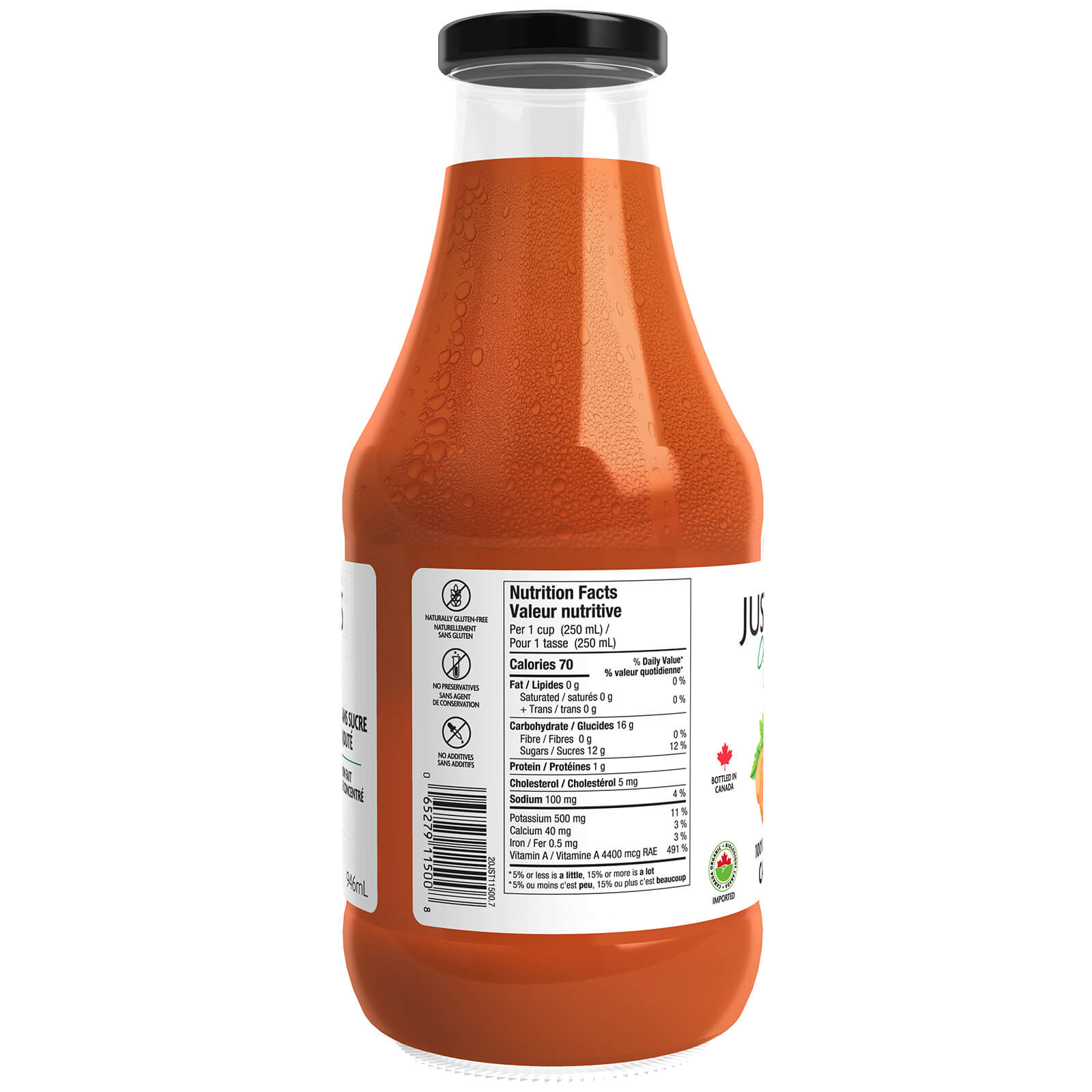 Just Juice Organic 100% Pure Carrot Juice