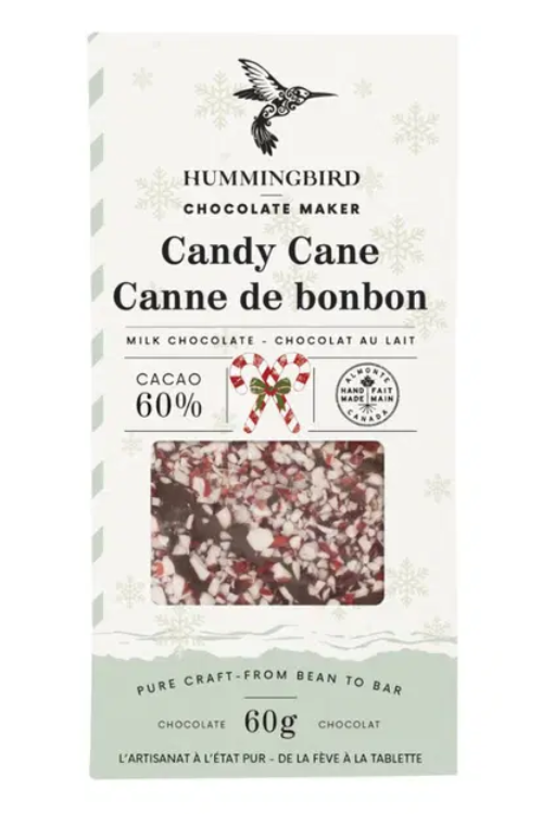 Hummingbird Chocolate Maker Candy Cane 60% Cacao Milk Chocolate Bar