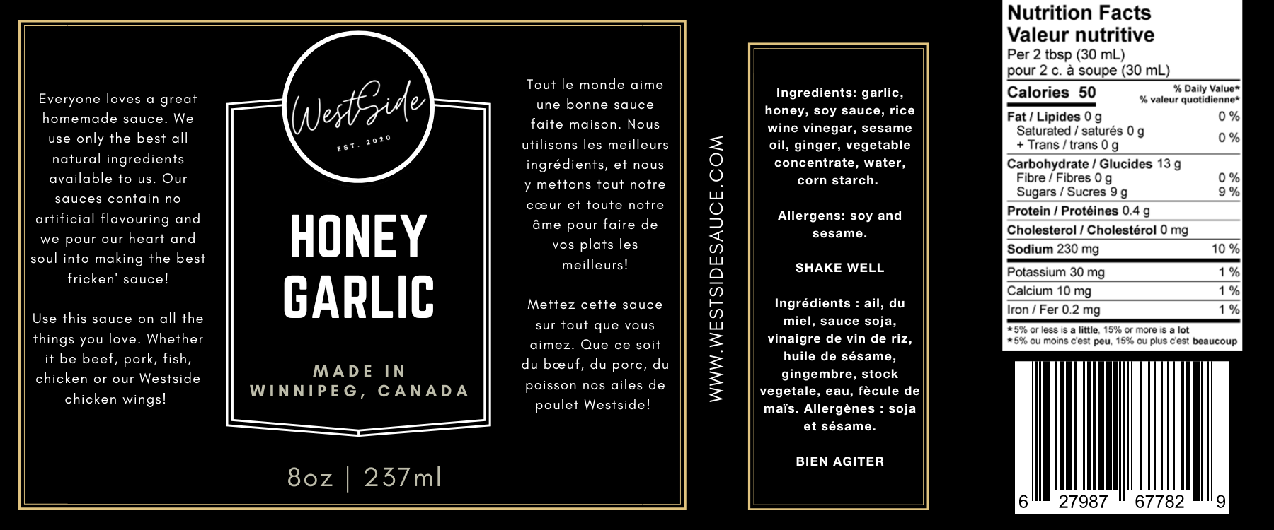Westside Sauces Honey Garlic Sauce
