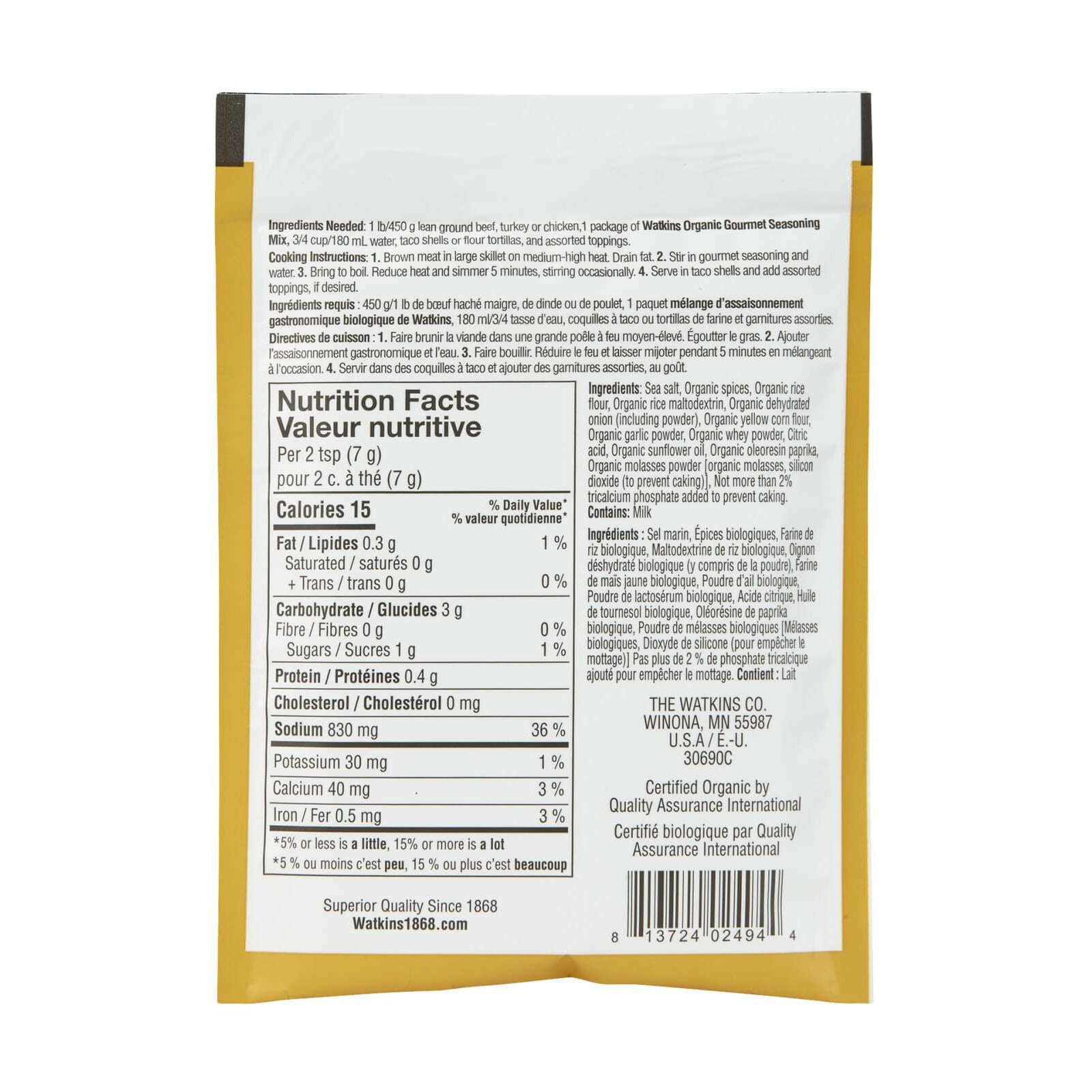 Watkins Organic Taco Seasoning Mix