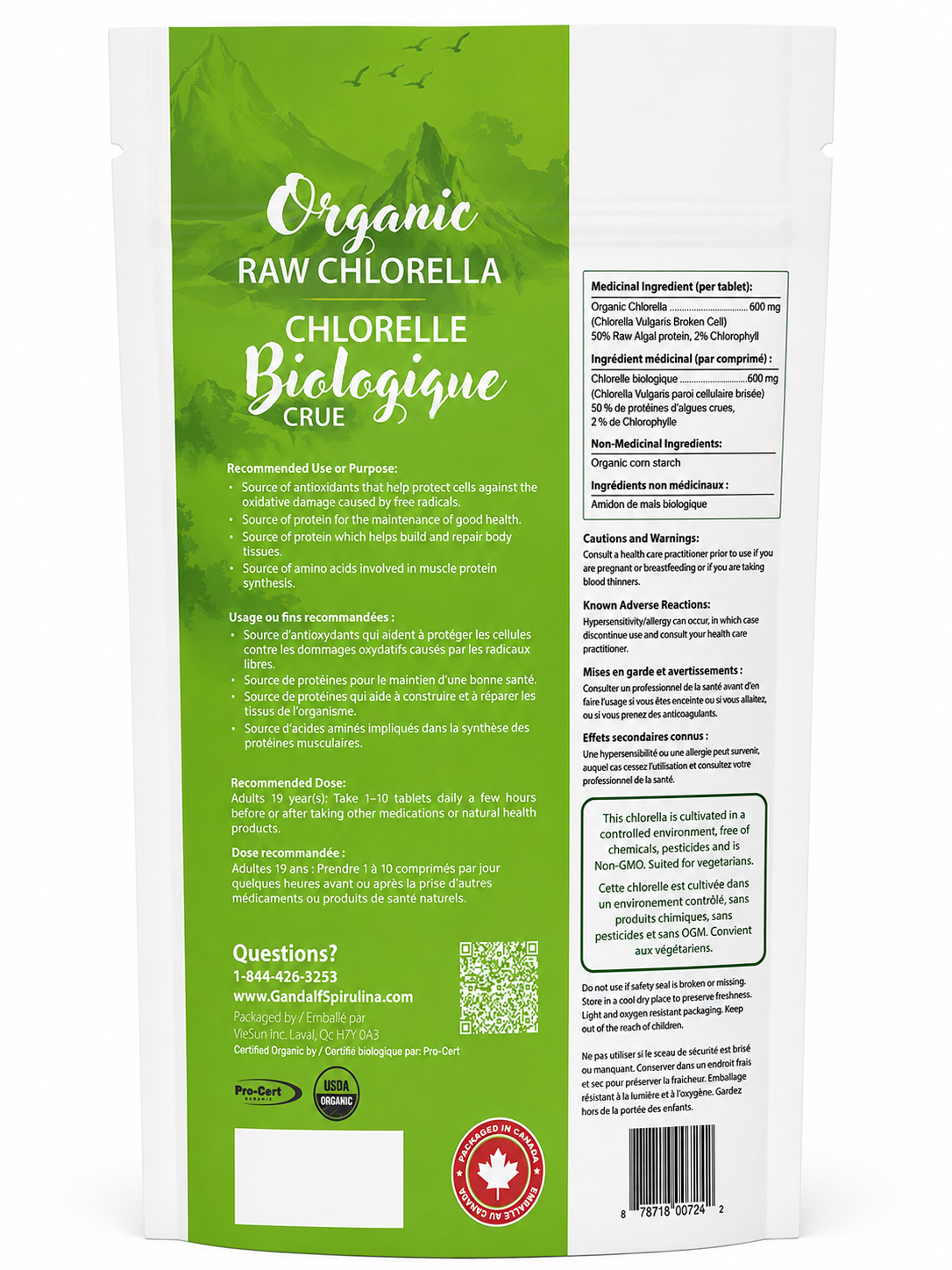 Gandalf Organic Chlorella - 600mg