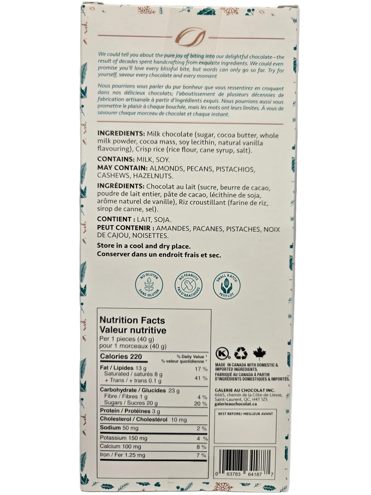 Galerie Au Chocolat Milk Chocolate Snowman with Crisped Rice