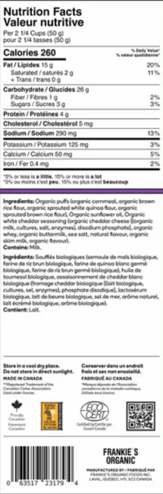 Frankie's Organic Organic White Cheddar Puffs
