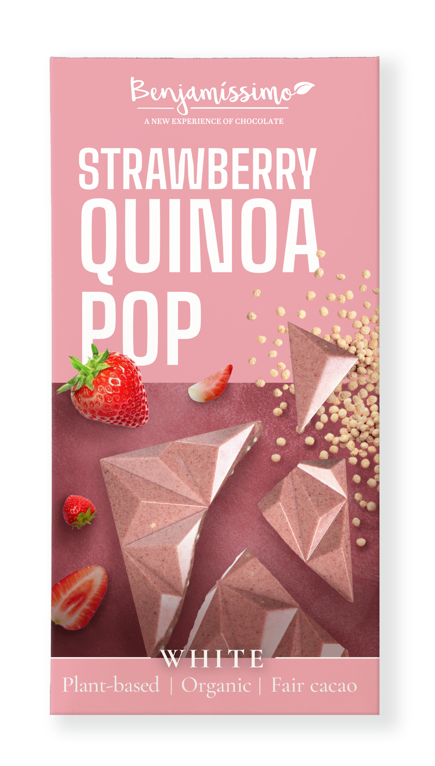 Organic White Strawberry Quinoa Pop Chocolate Bar