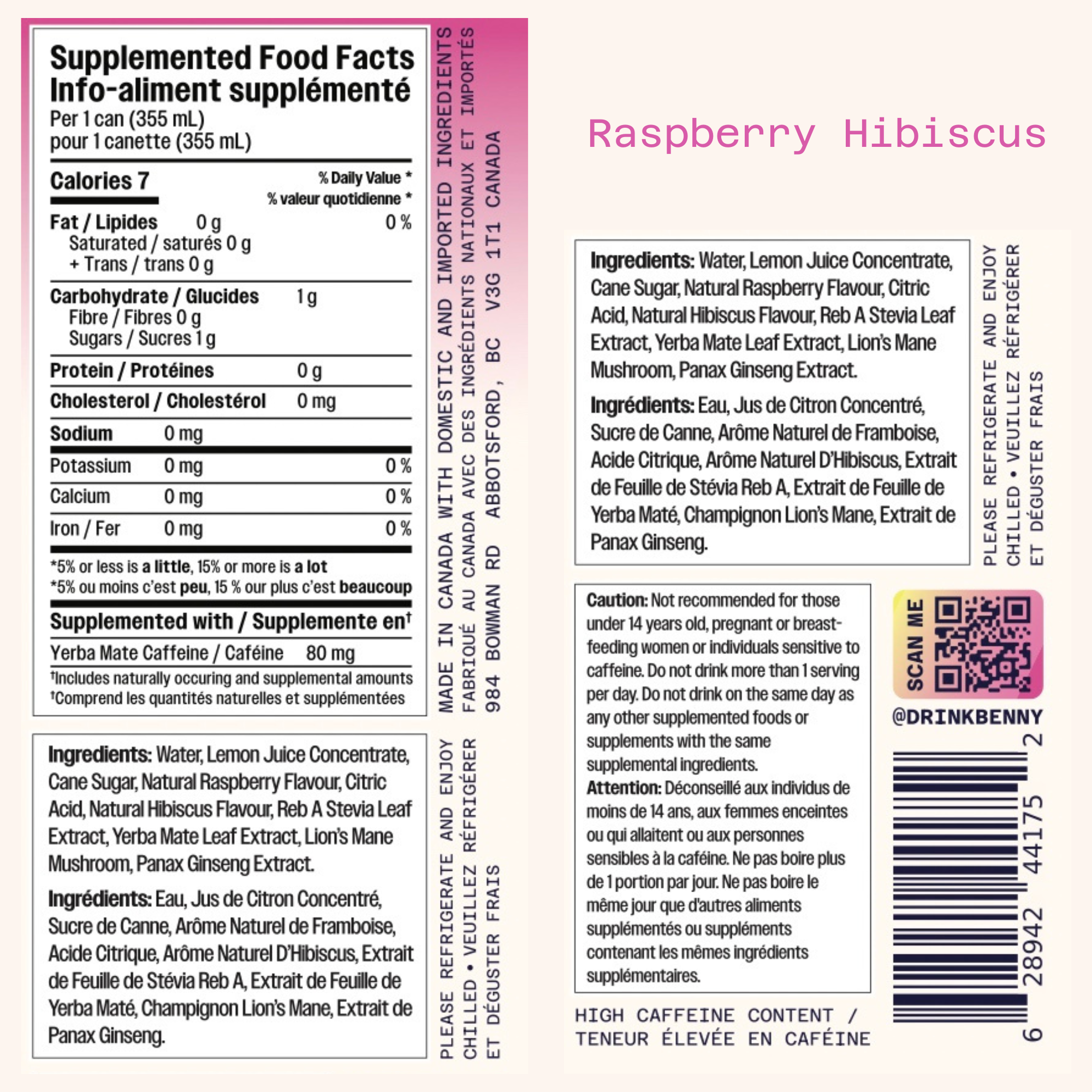 Benny Raspberry Hibiscus + Focus Nourishing Energy Drink