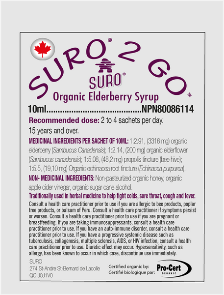 Suro Organic Elderberry Syrup 2 Go