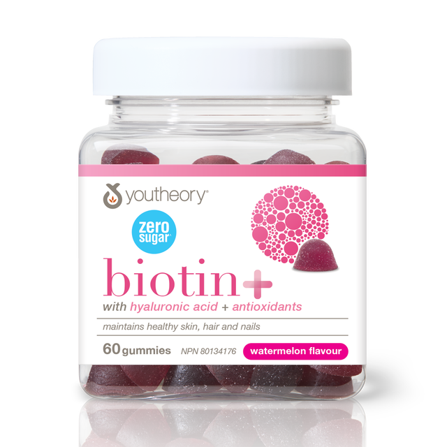 youtheory Watermelon Zero Sugar Biotin+ Gummies