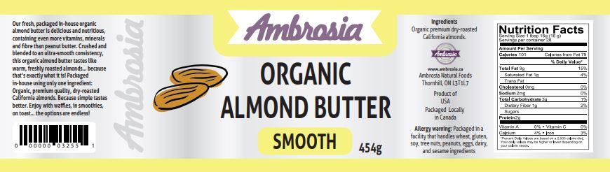 Ambrosia Organic Almond Butter Smooth