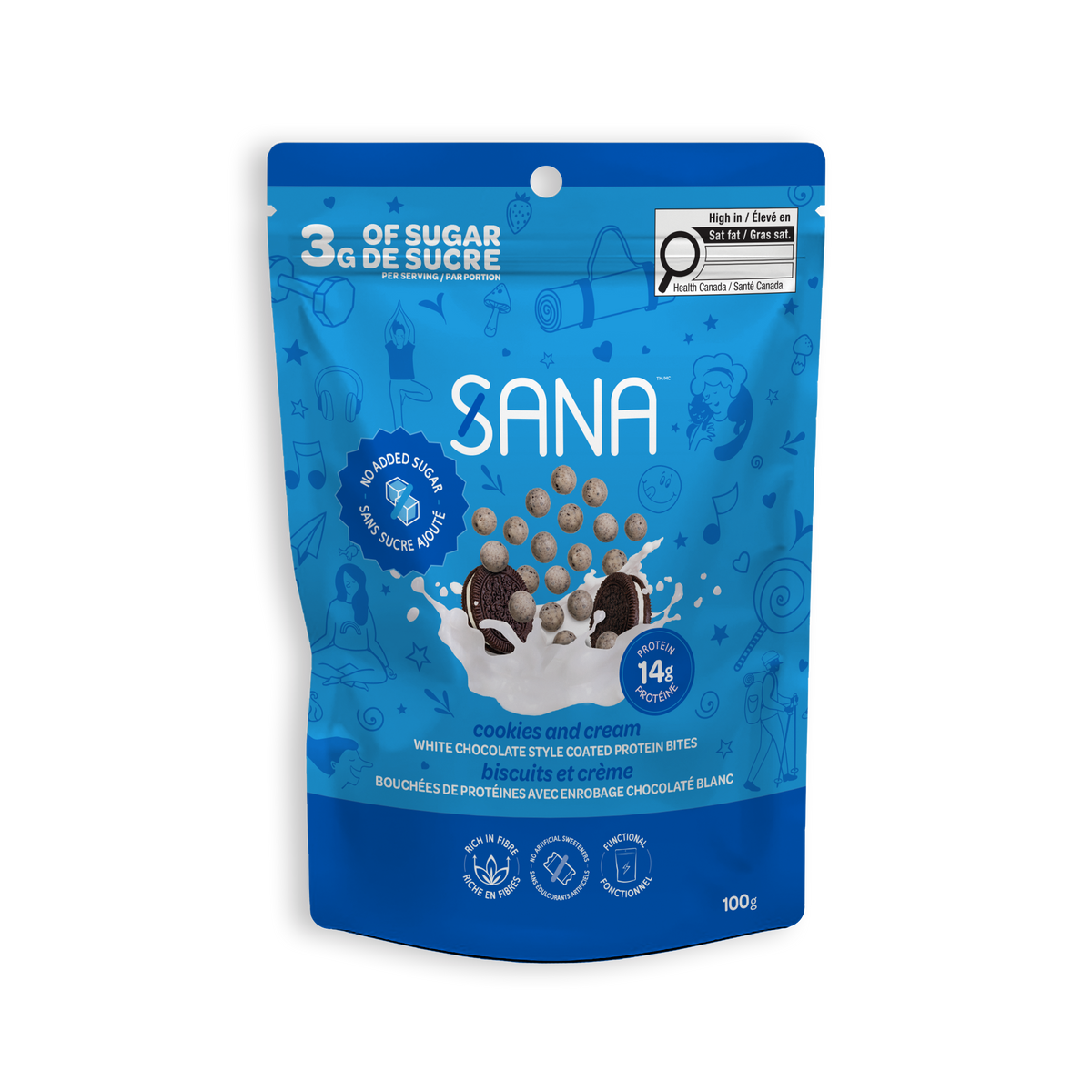 Sana No Added Sugar Cookies & Cream White Chocolate Style Protein Bites