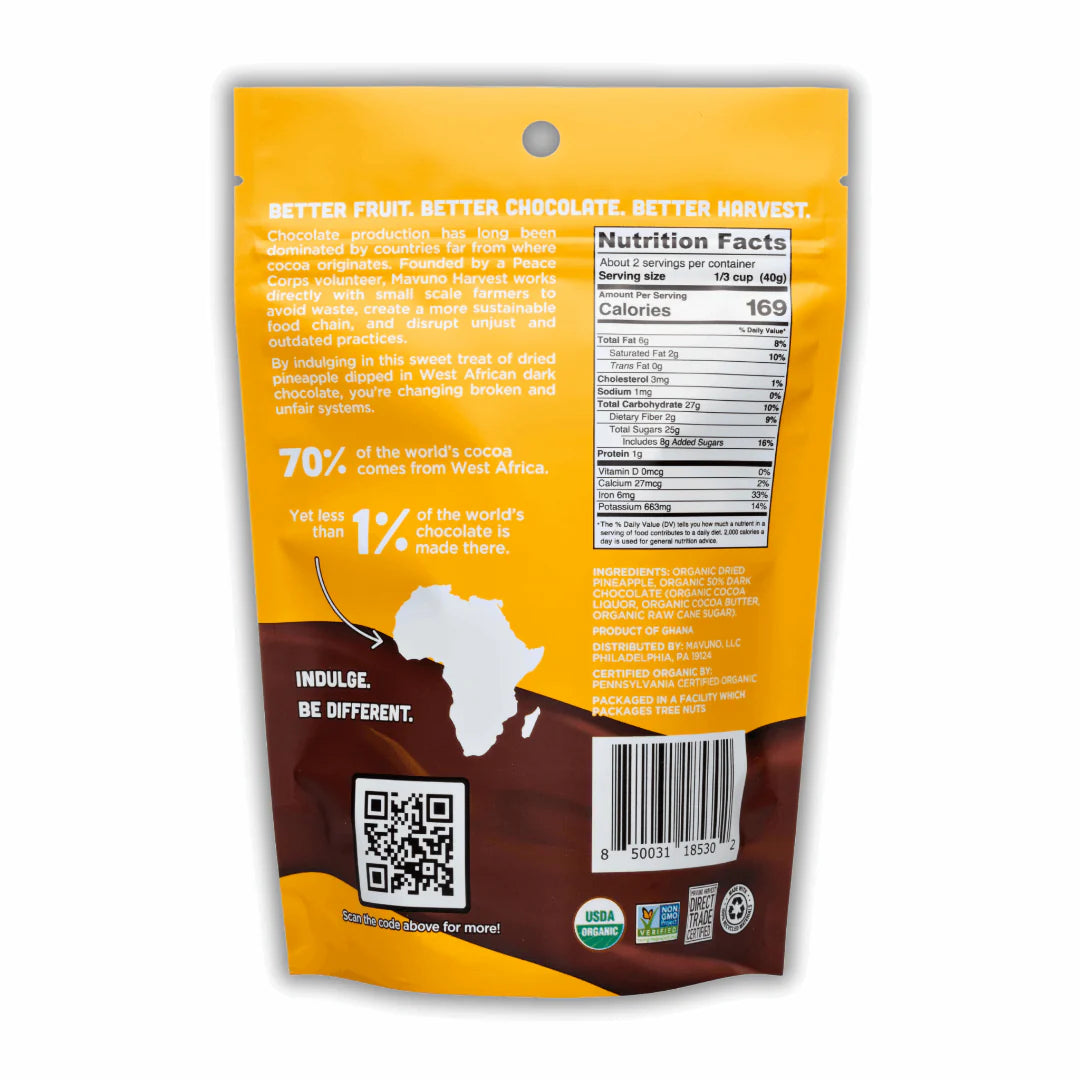 Mavuno Harvest Organic Dark Chocolate Dipped Dried Pineapple