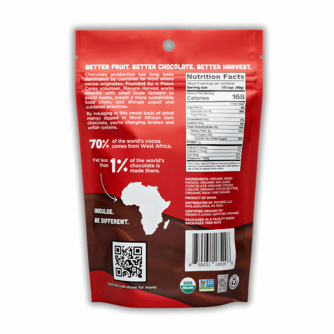Mavuno Harvest Organic Dark Chocolate Dipped Dried Mango