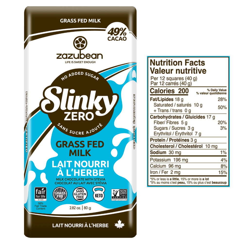 Grass Fed 0% Sugar Milk Chocolate Bar