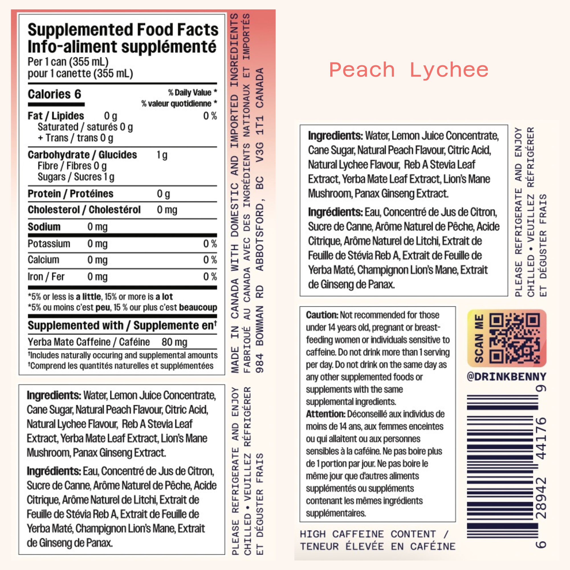 Benny Peach Lychee + Ashwagandha Nourishing Energy Drink