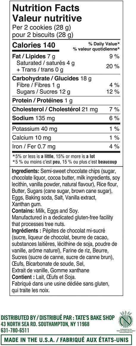 Tate's Bakeshop Gluten Free Chocolate Chip Cookies