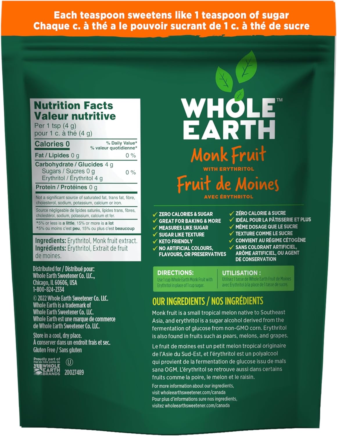 Monk Fruit with Erythritol Plant-Based Sugar Altermative