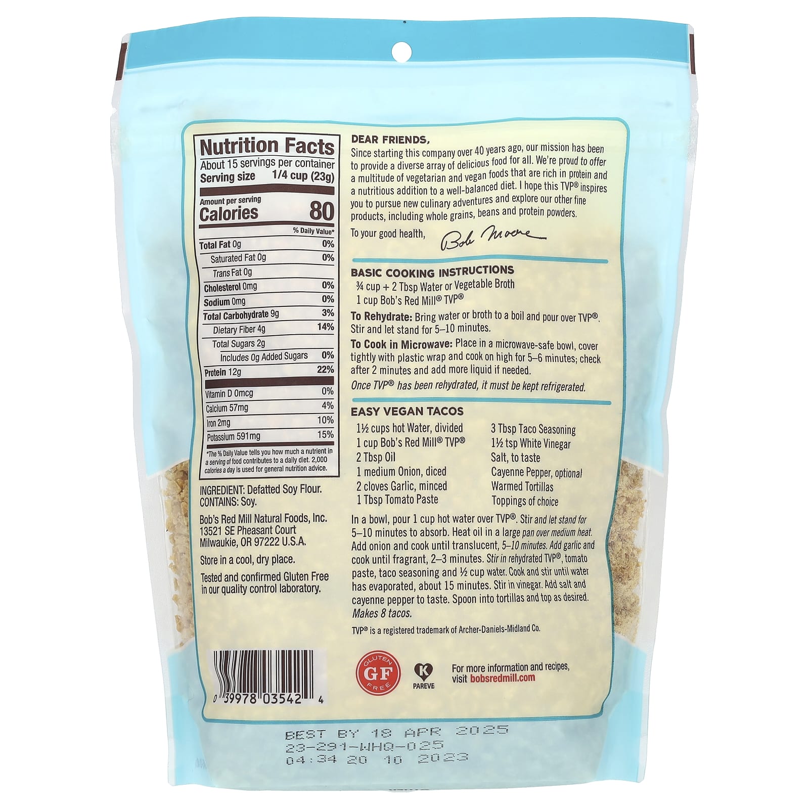 Bob's Red Mill TVP (Textured Vegetable Protein)