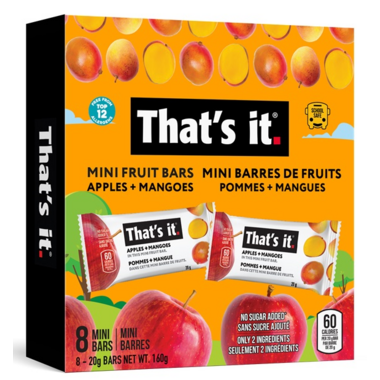That's it. Apples + Mangoes Mini Fruit Bars