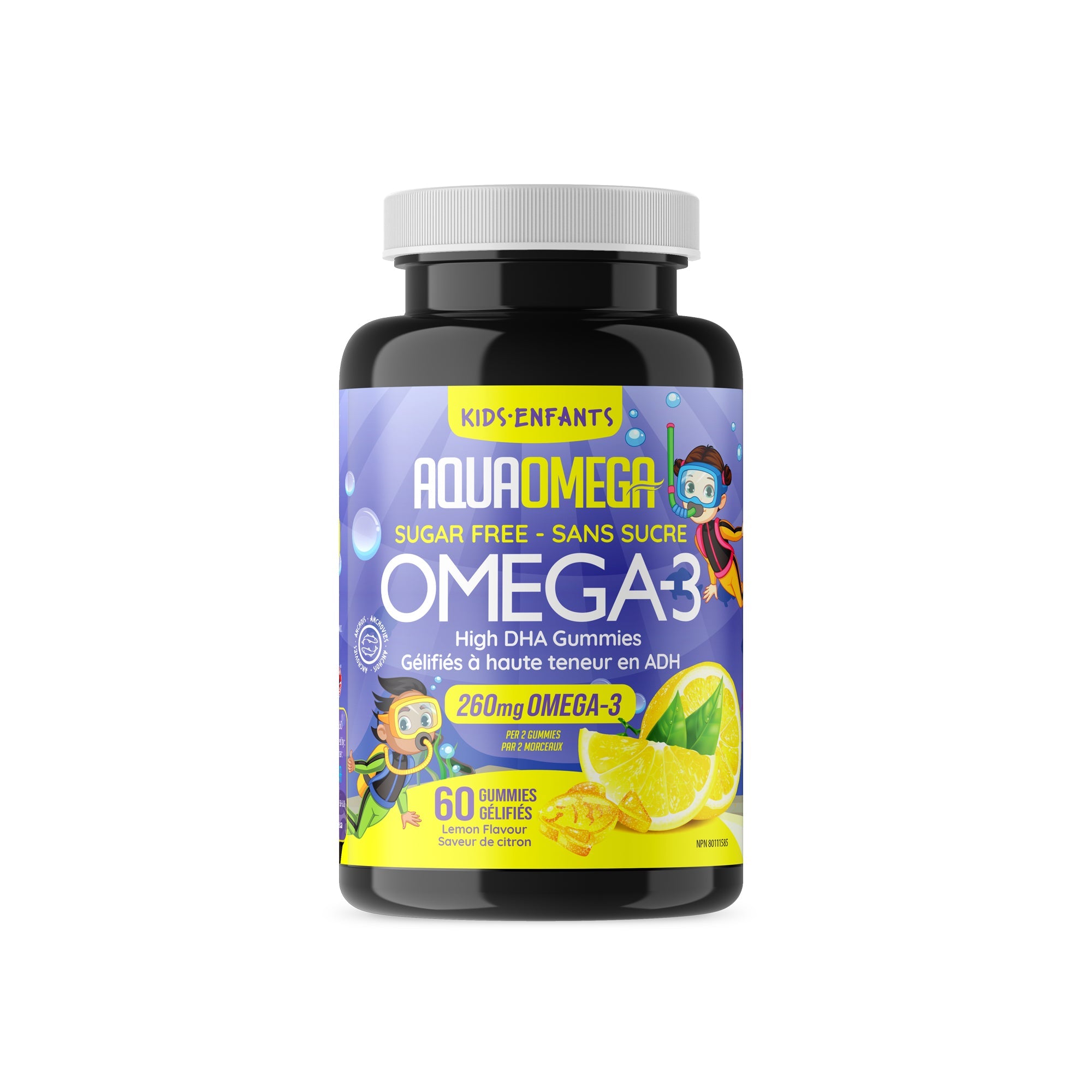 Lemon Sugar-Free Kids High DHA Omega-3 Gummies