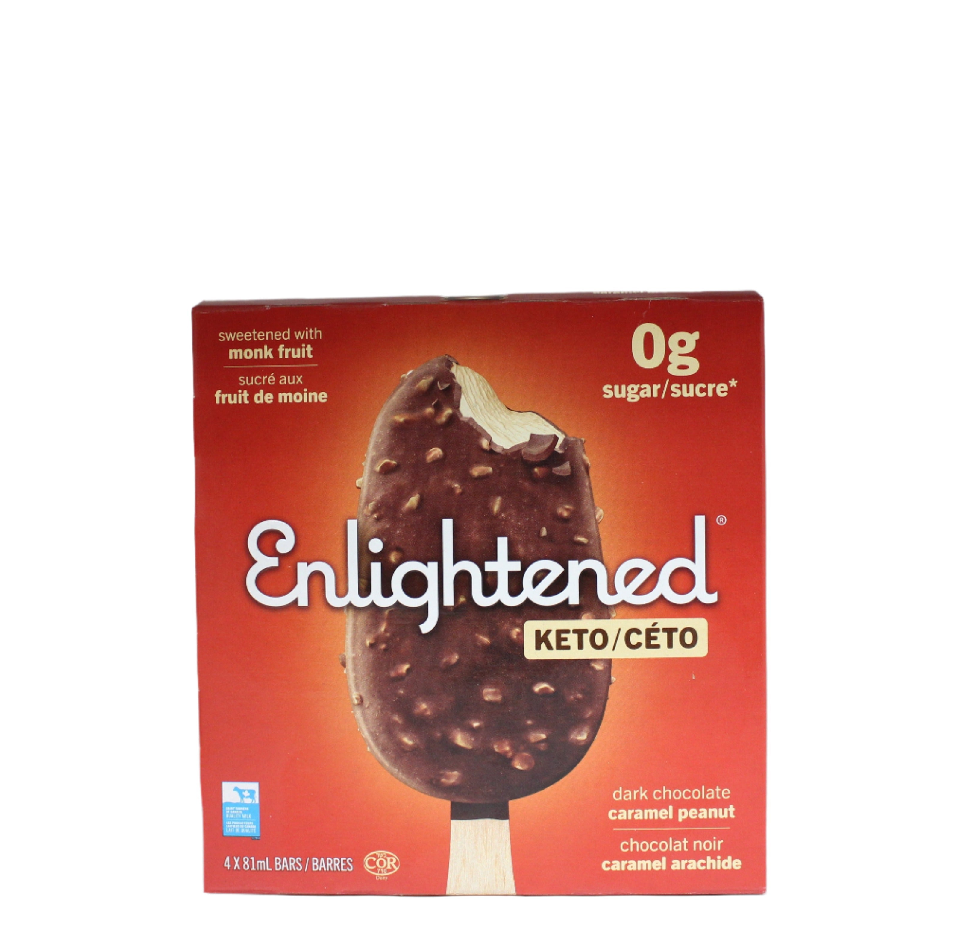 Enlightened Keto Dark Chocolate Caramel Peanut Ice Cream Bars