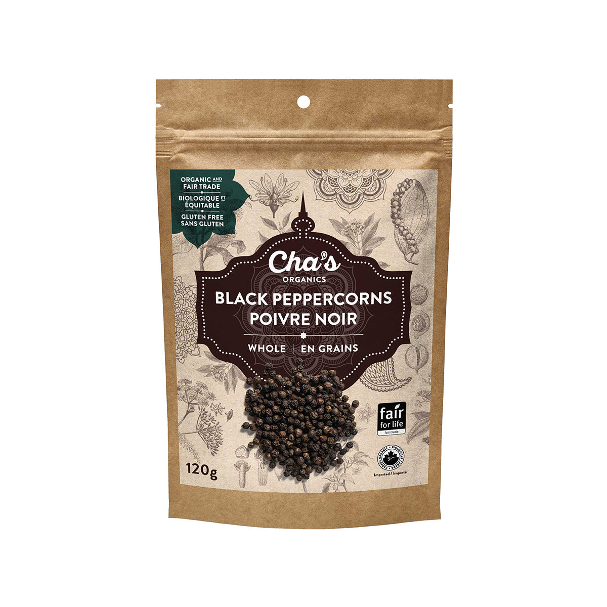 Cha's Organics Black Peppercorns