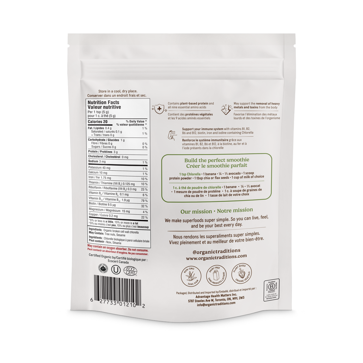 Organic Traditions Organic Chlorella Powder