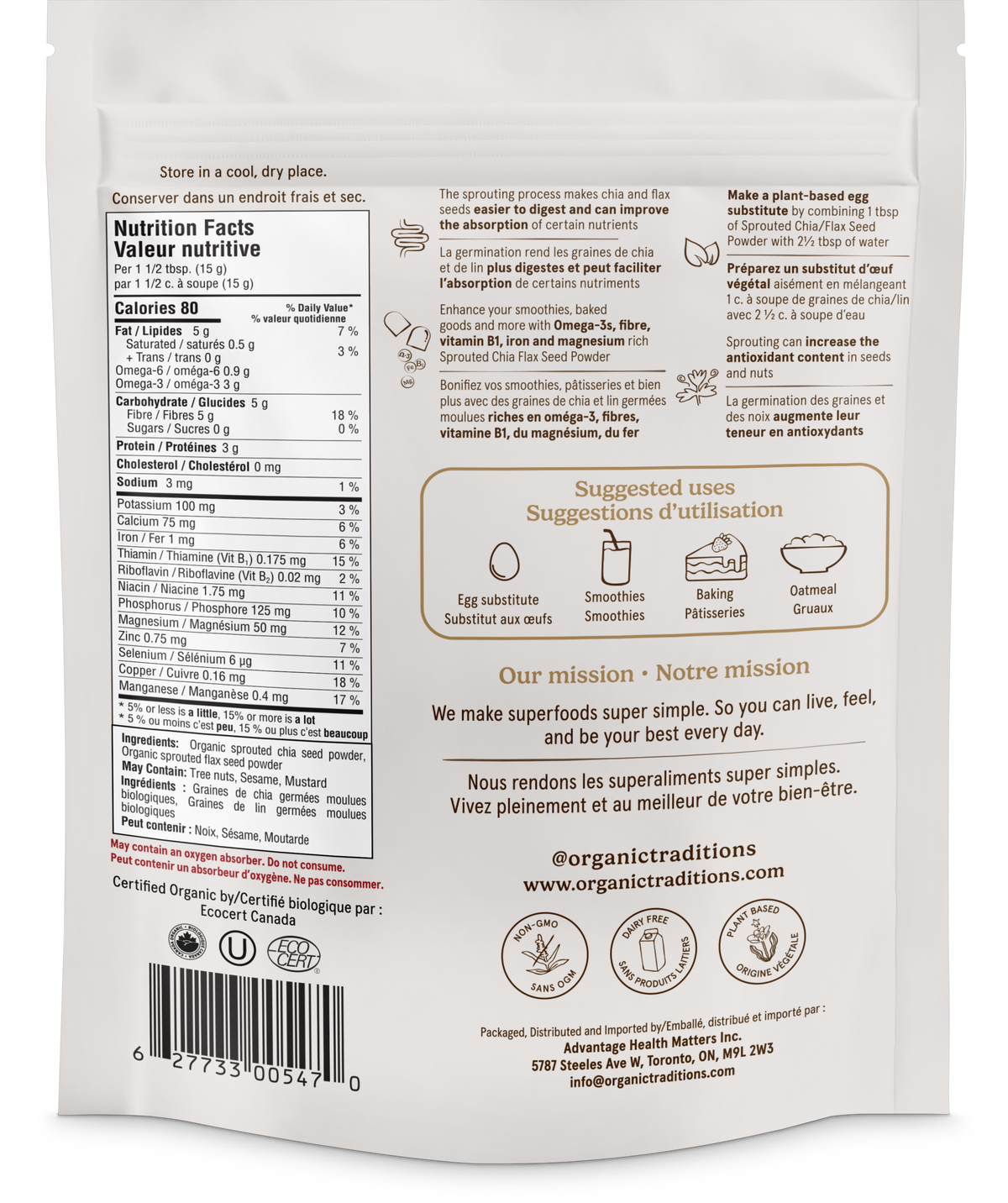 Organic Sprouted Chia & Flax Seed Powder