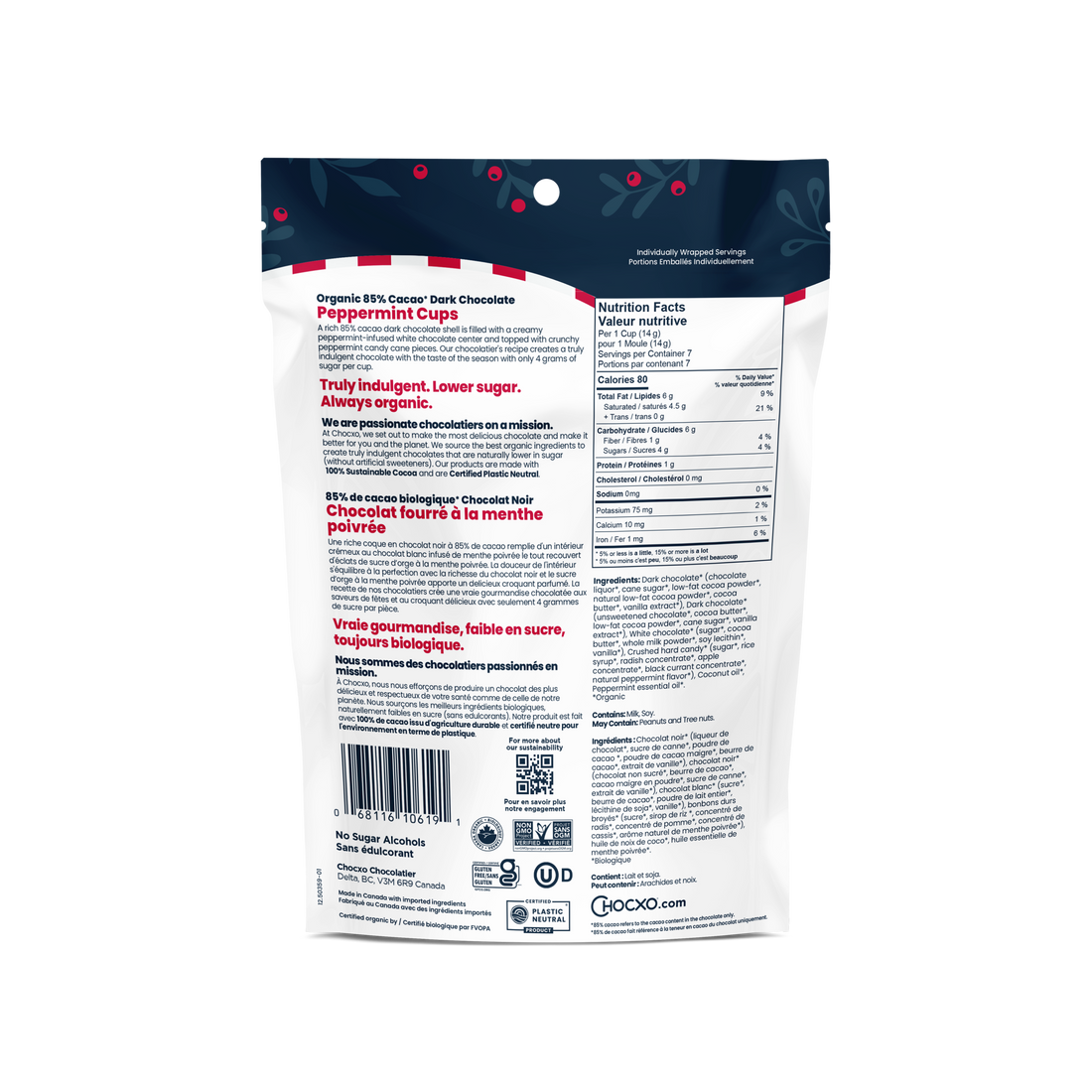 Chocxo Dark Chocolate Peppermint Cups