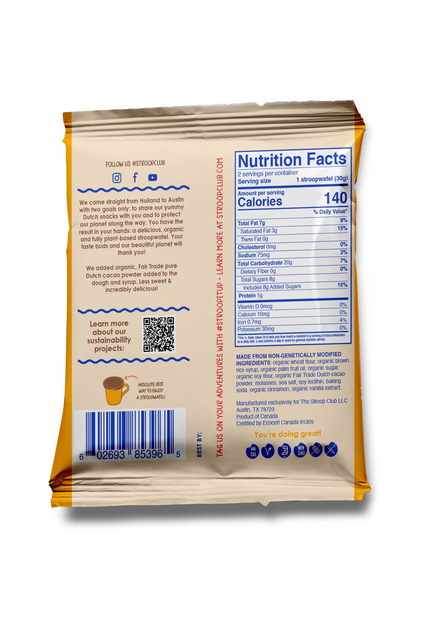 Stroop Club Organic Chocolate Caramel Stroopwafels