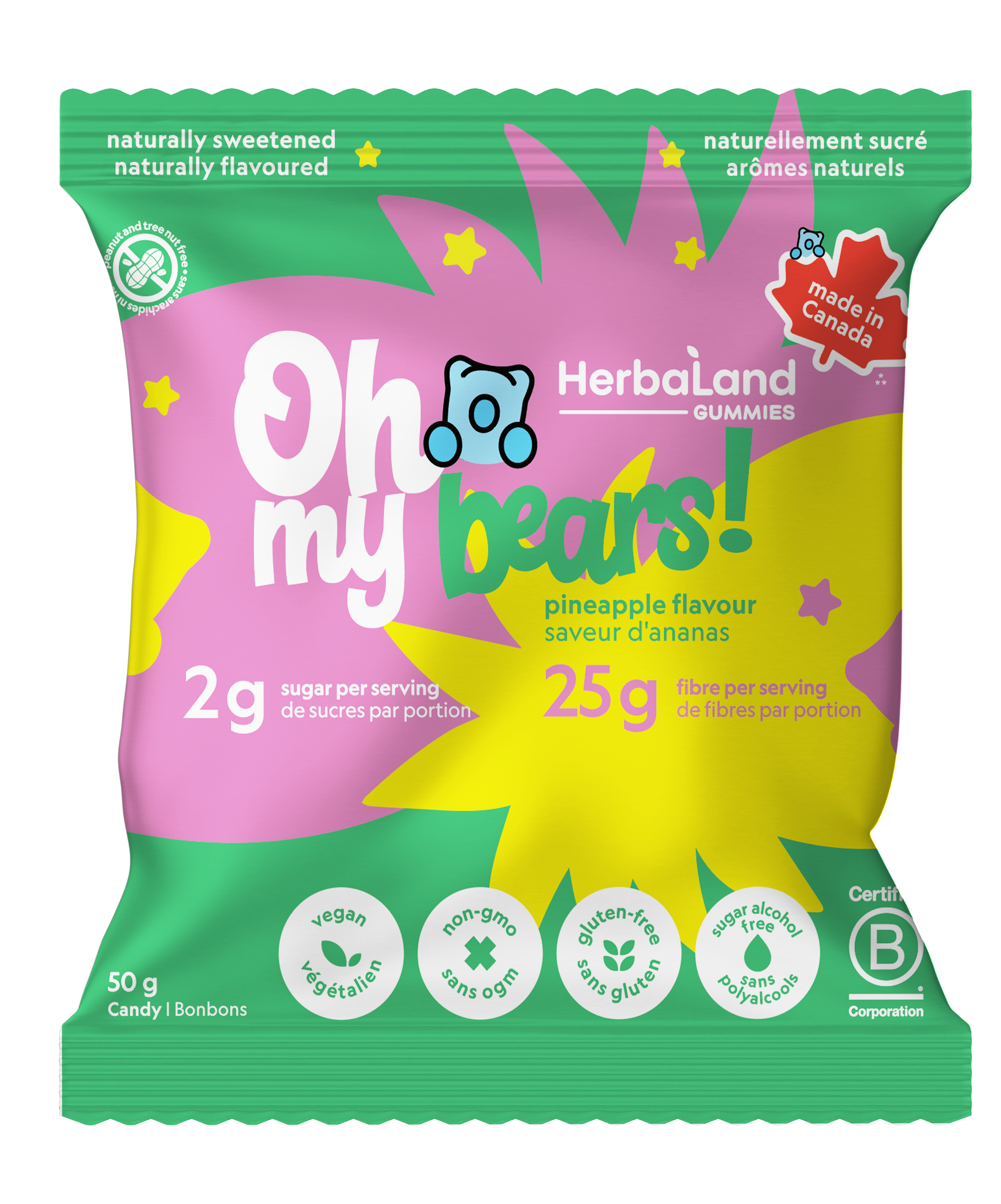 Herbaland Pineapple Oh My Bears! Gummies