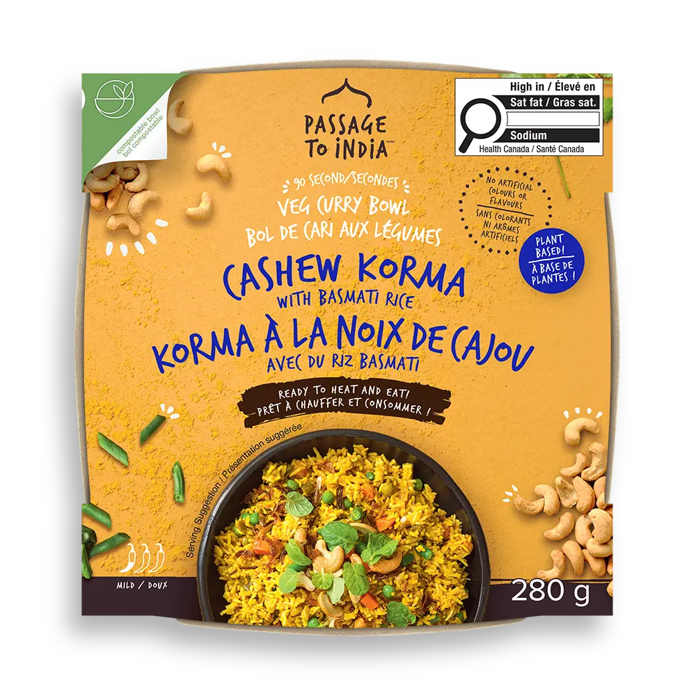 Passage Foods Cashew Korma with Basmati Rice Veg Curry Bowl