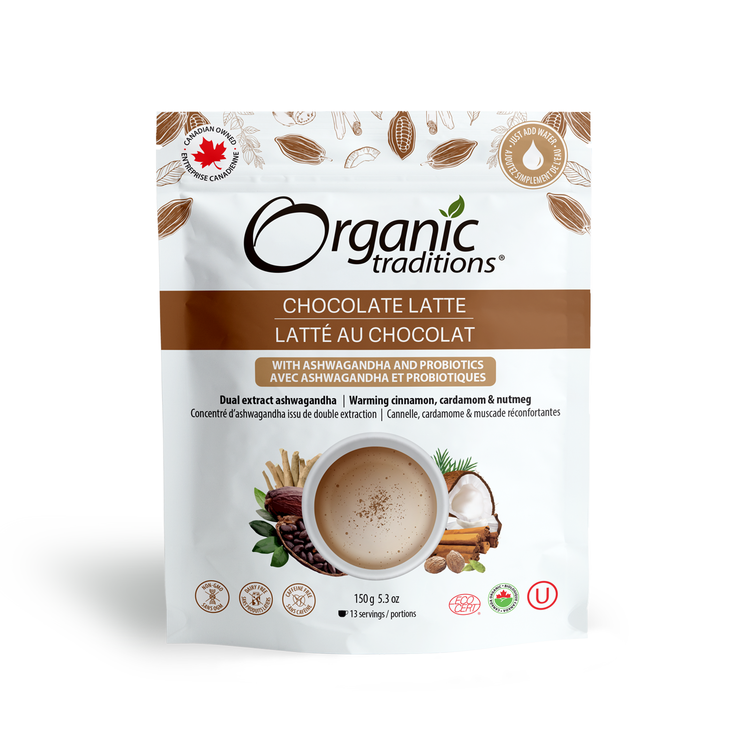 Organic Traditions Organic Chocolate Latte With Ashwagandha And Probiotics