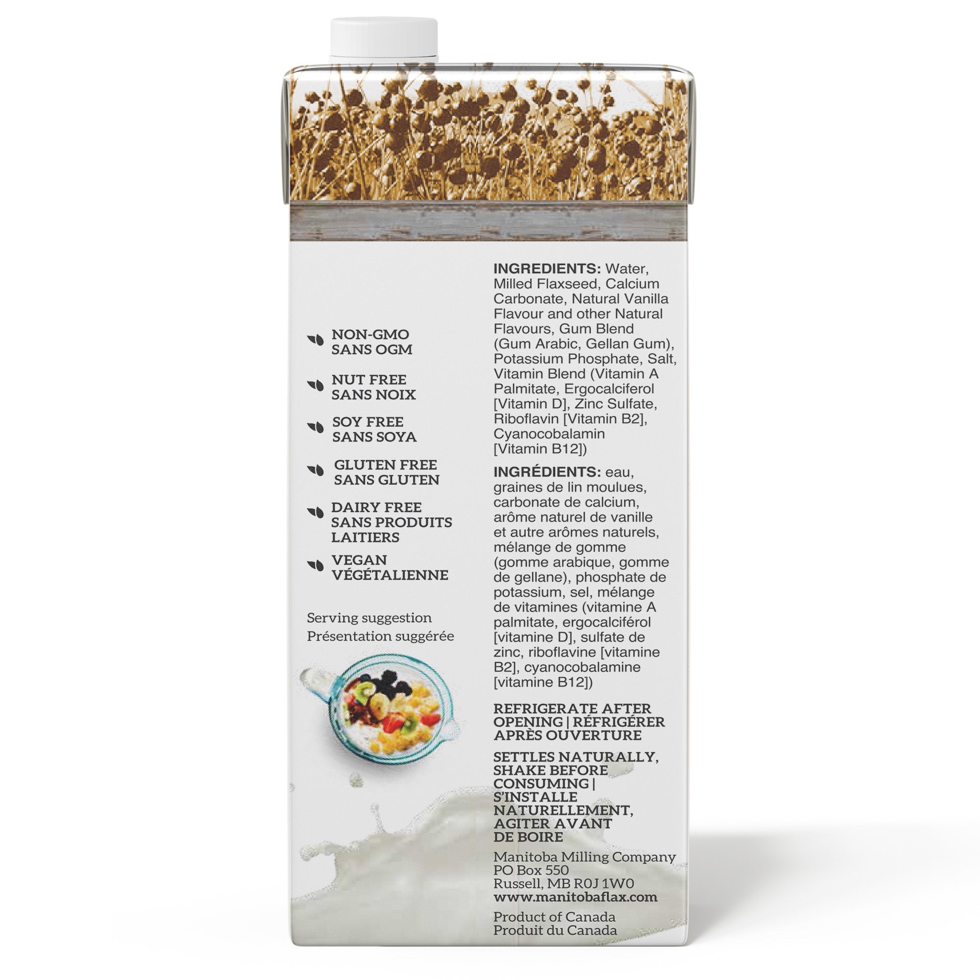 Manitoba Milling Co. Vanilla Unsweetened Flax Beverage