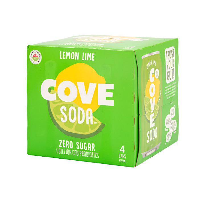 Cove Lemon Lime Probiotic Soda 4 Pack