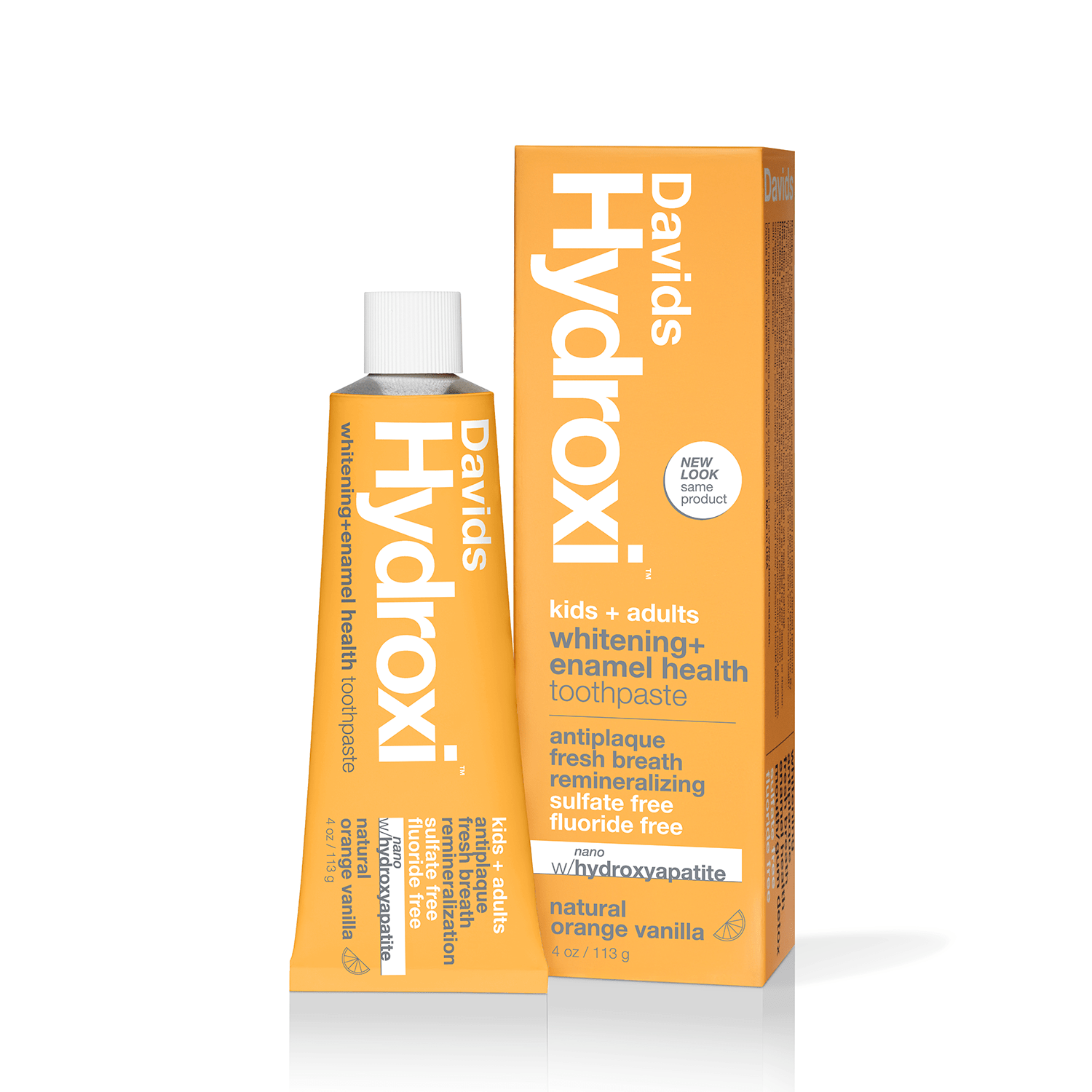 Davids Natural Toothpaste Natural Orange Vanilla Davids Hydroxi Kids + Adults Whitening+ Enamel Health Toothpaste