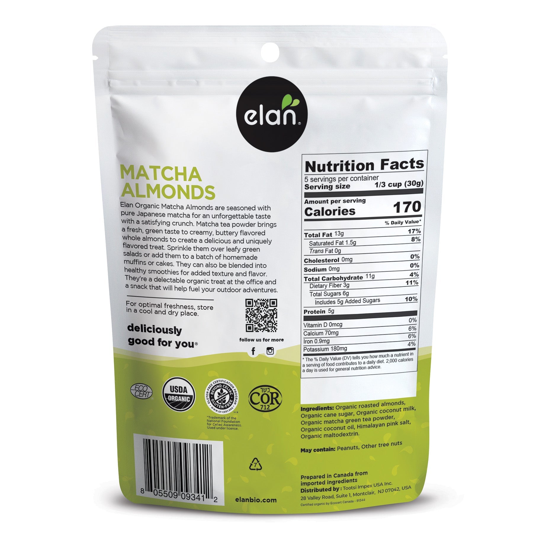 Elan Organic Matcha Almonds