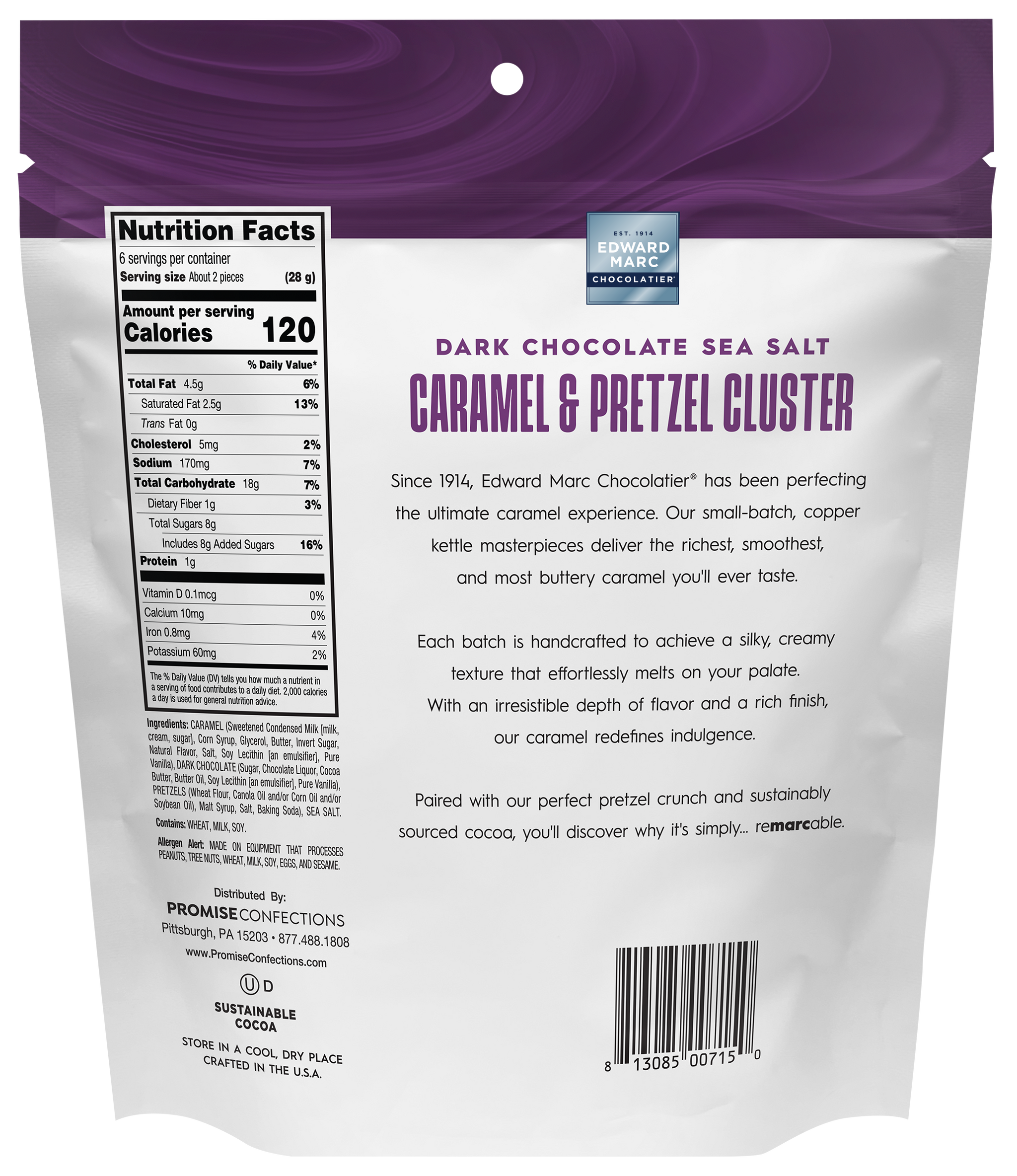 Snappers Dark Chocolate Sea Salt Caramel & Pretzel Cluster