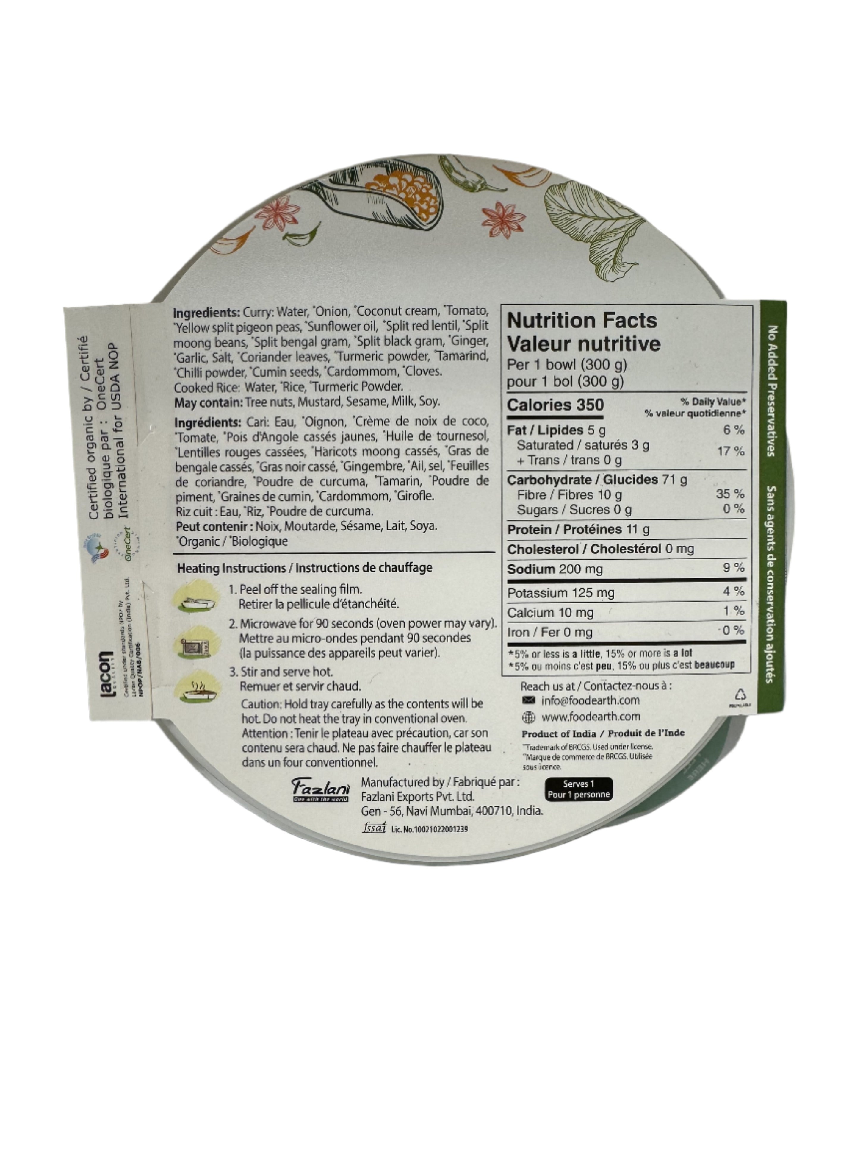 Food Earth Organic Five Lentil Curry