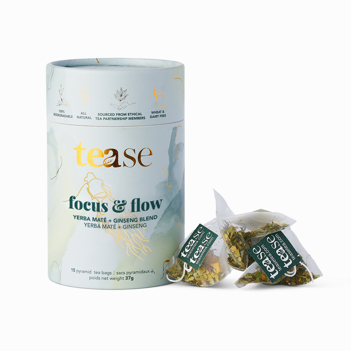 Tease Focus & Flow Yerba Mate + Ginseng Blend Tea