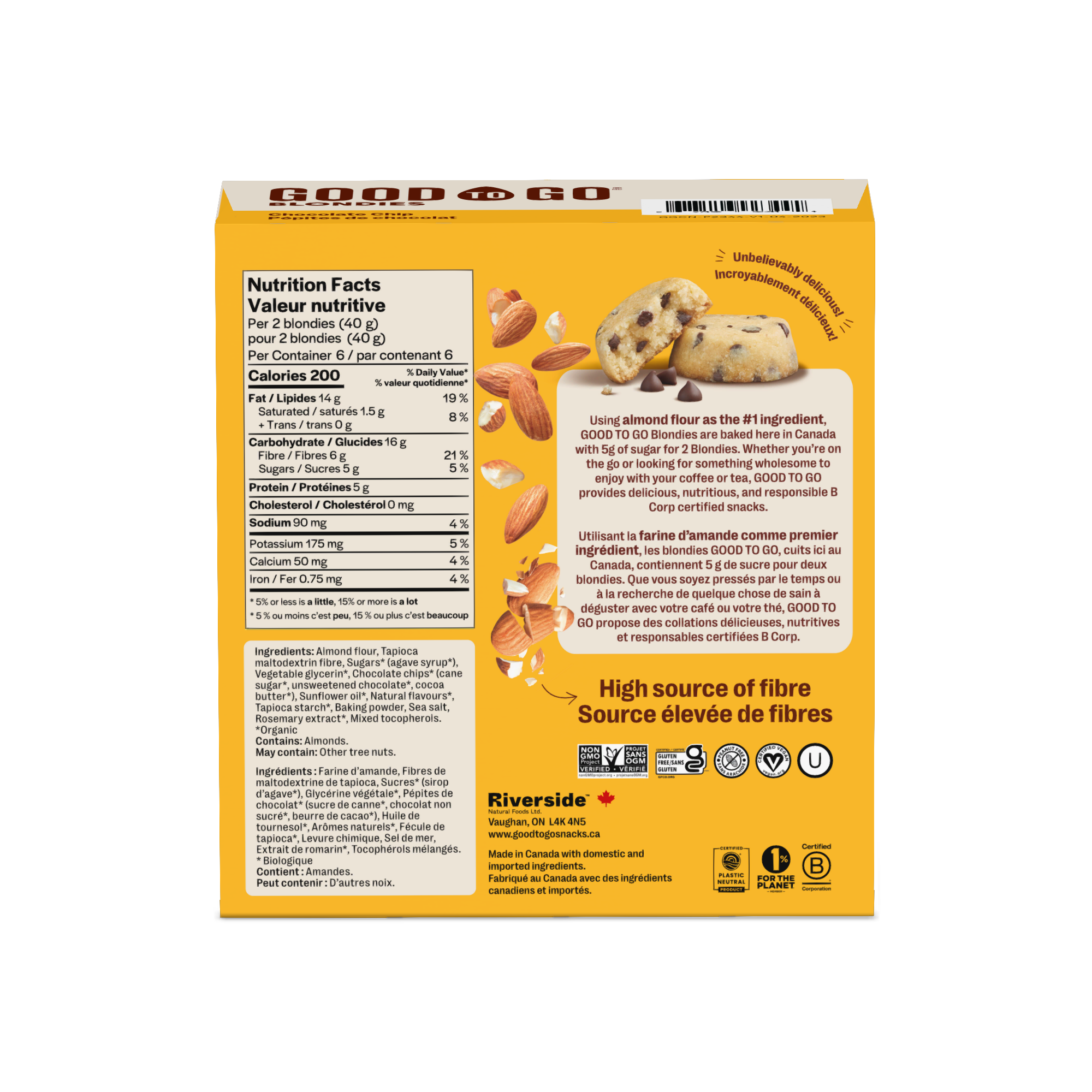 Good To Go Vegan Chocolately Chip Blondies