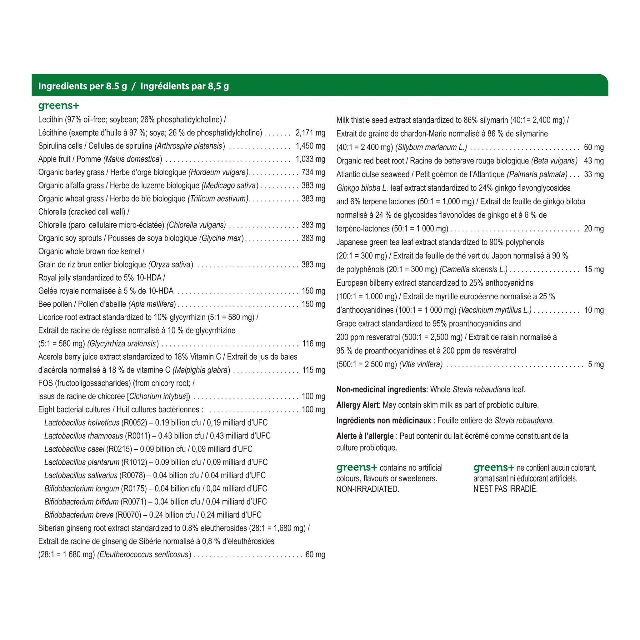 Genuine Health Unsweetened Natural Original Greens+