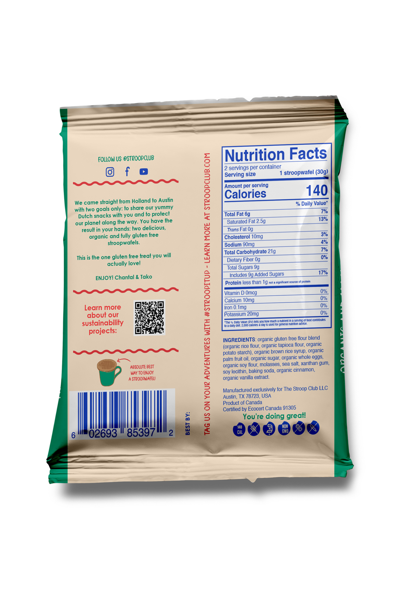 Stroop Club Organic Gluten-Free Cararmel Stroopwafels