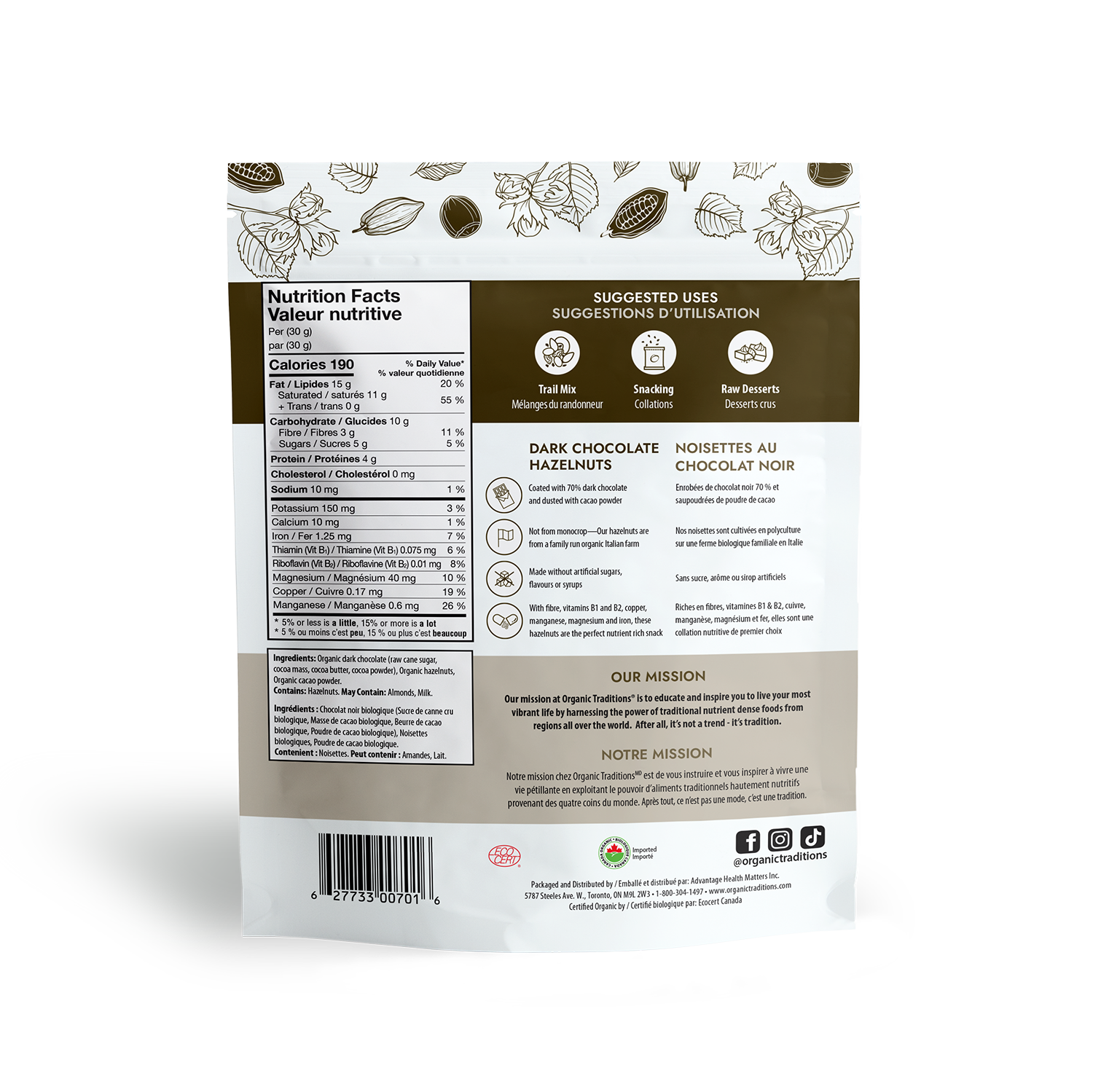 Organic Dark Chocolate Covered Hazelnuts