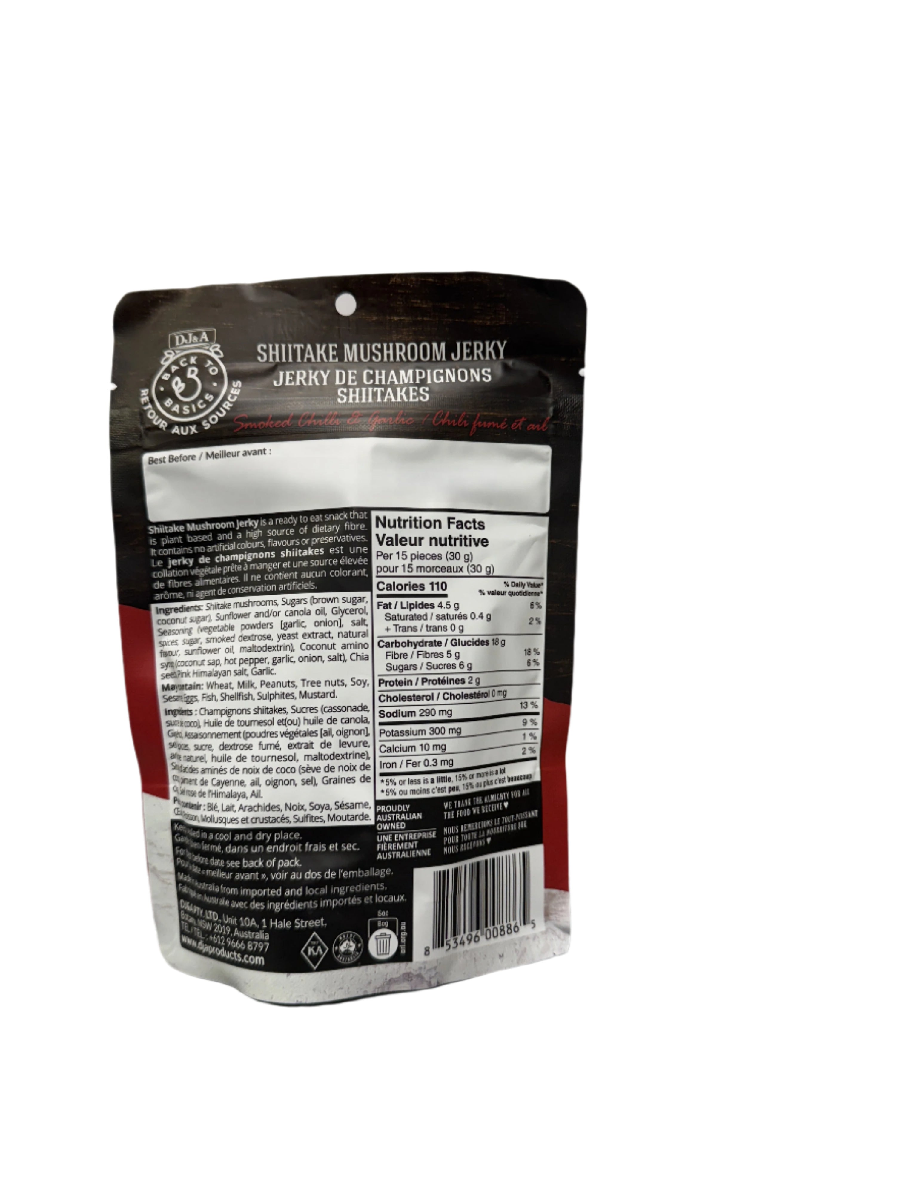 DJ&A Smoked Chilli & Garlic Shiitake Mushroom Jerky