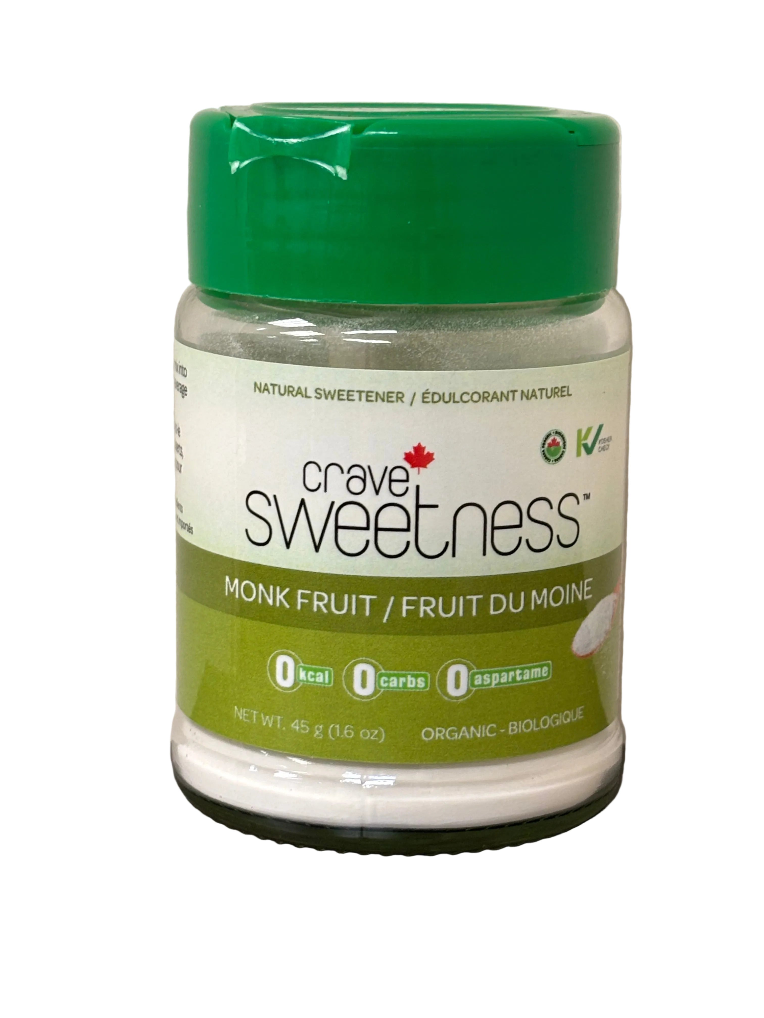 Crave Stevia Organic Inulin & Monk Fruit Shaker Jar
