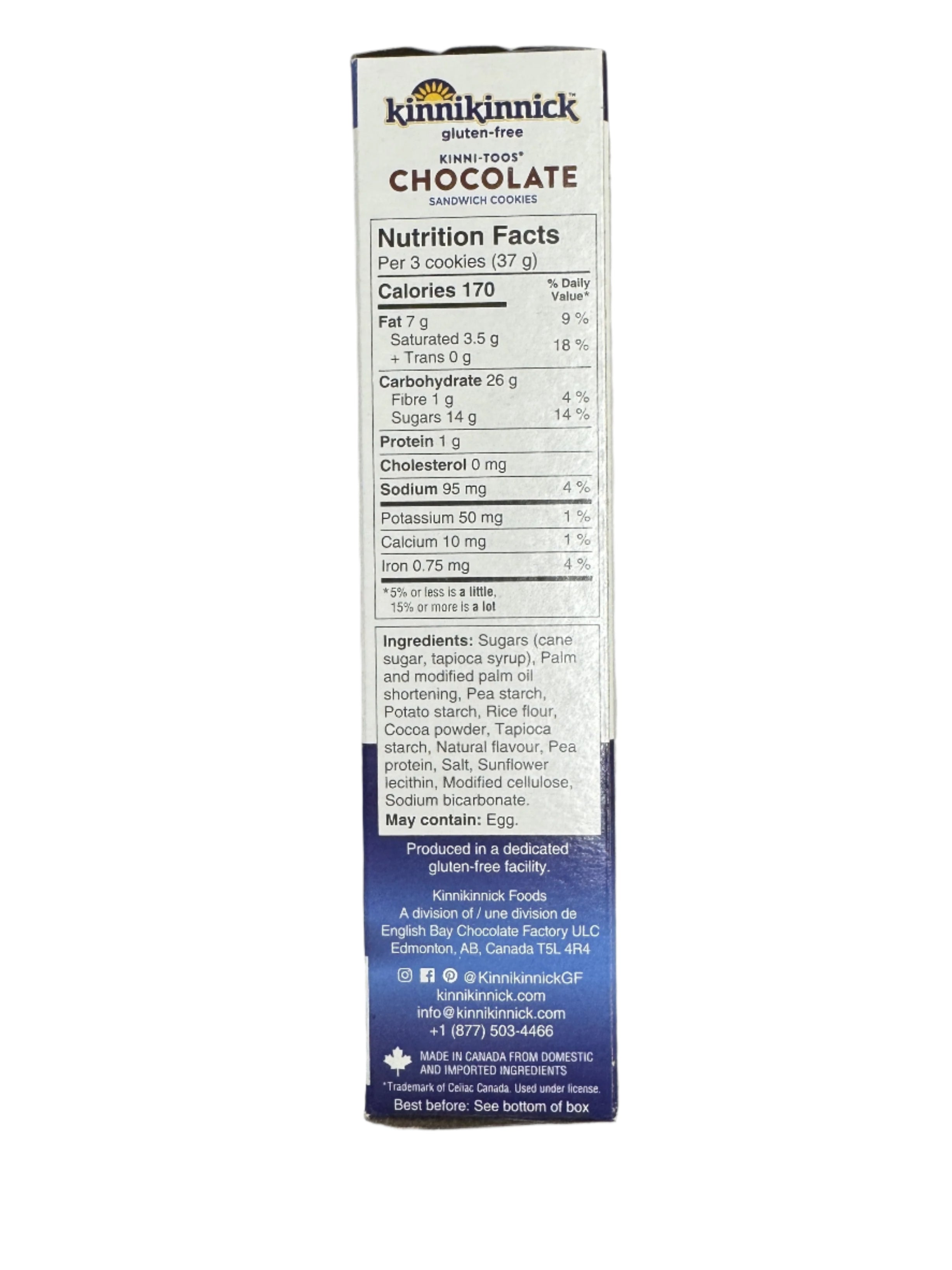 Kinnikinnick Gluten Free Chocolate Sandwich Cookie