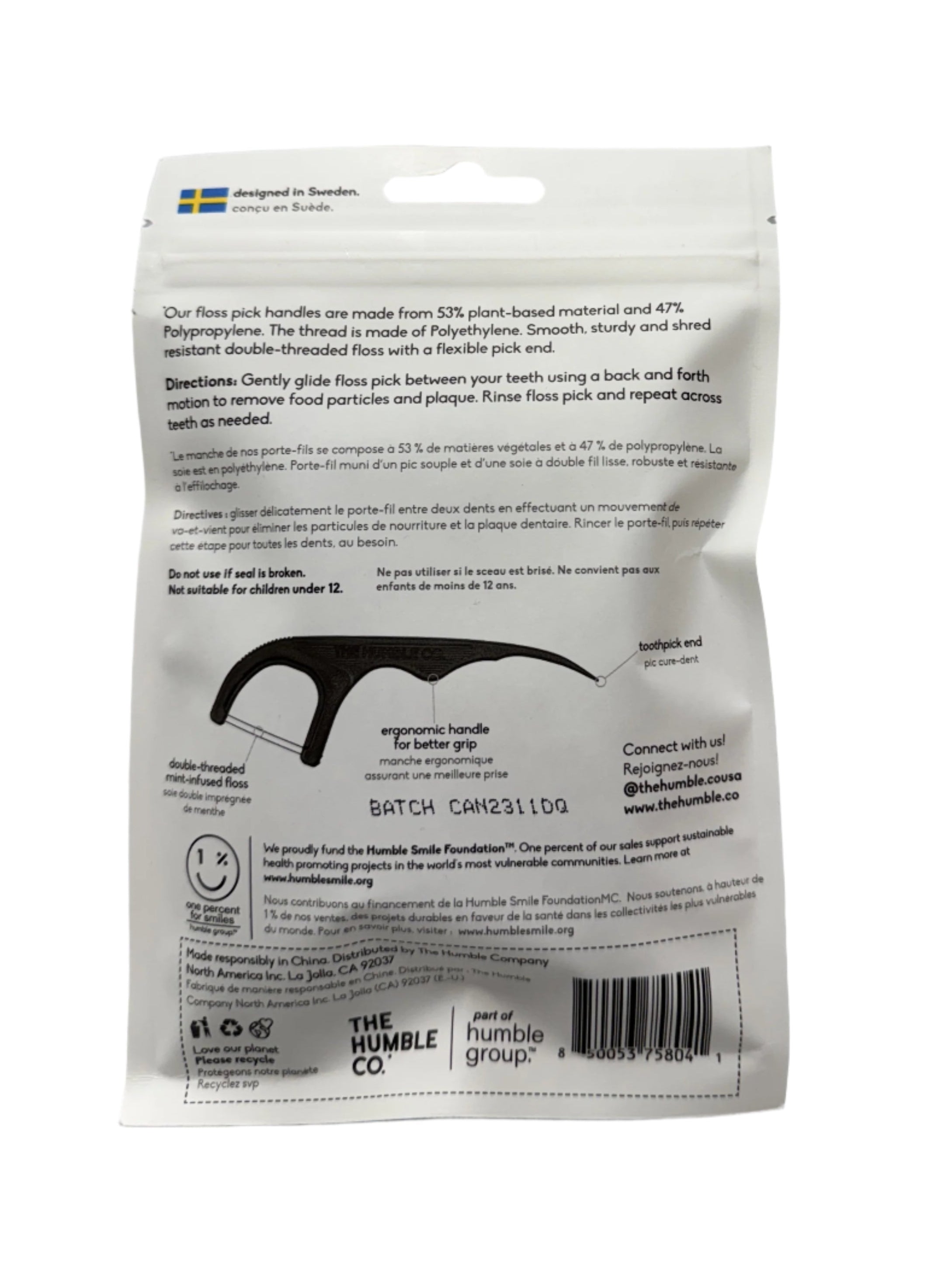 The Humble Co. Charcoal & Mint Infused Floss Picks