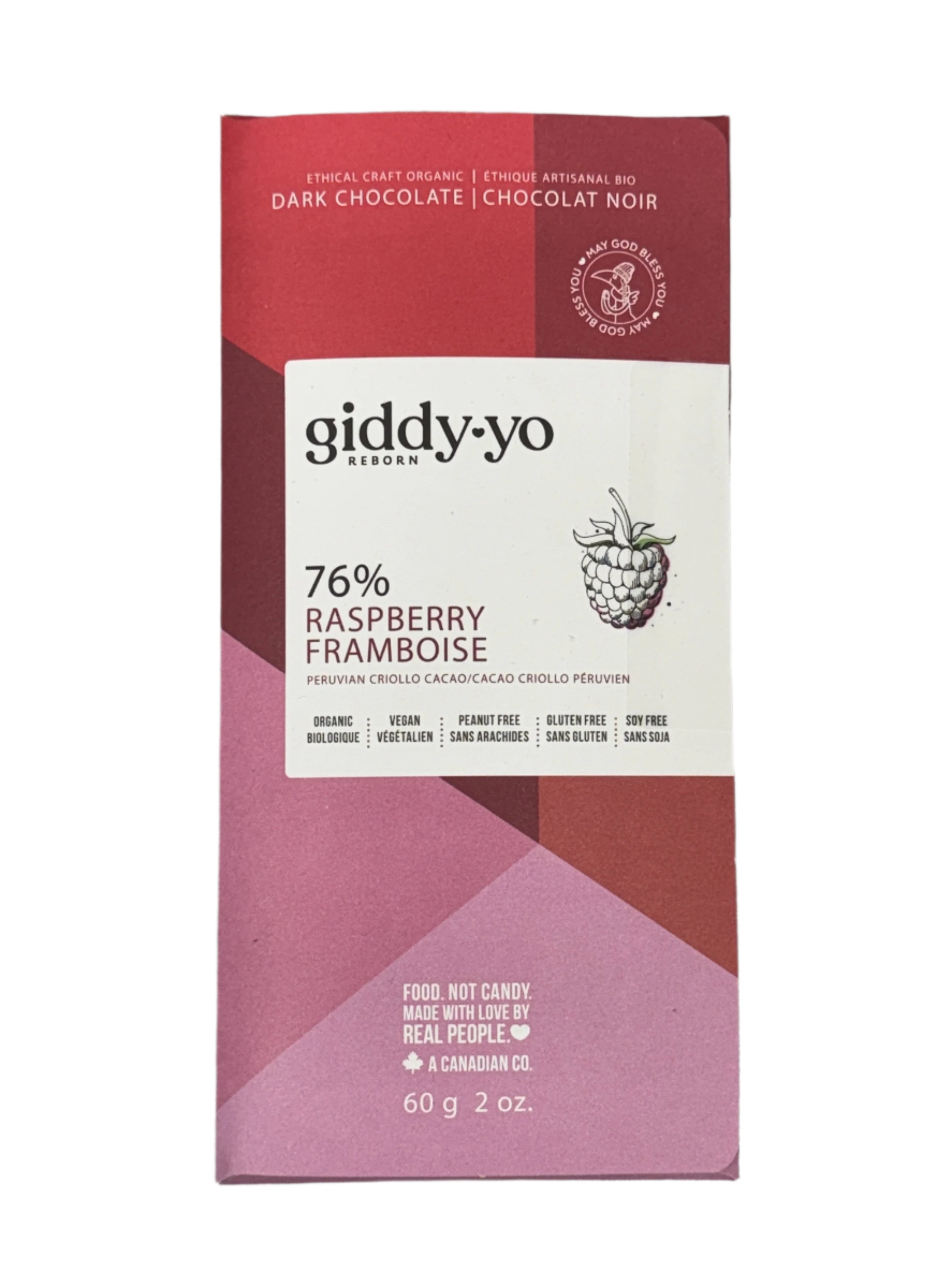 Organic Raspberry 76% Dark Chocolate Bar