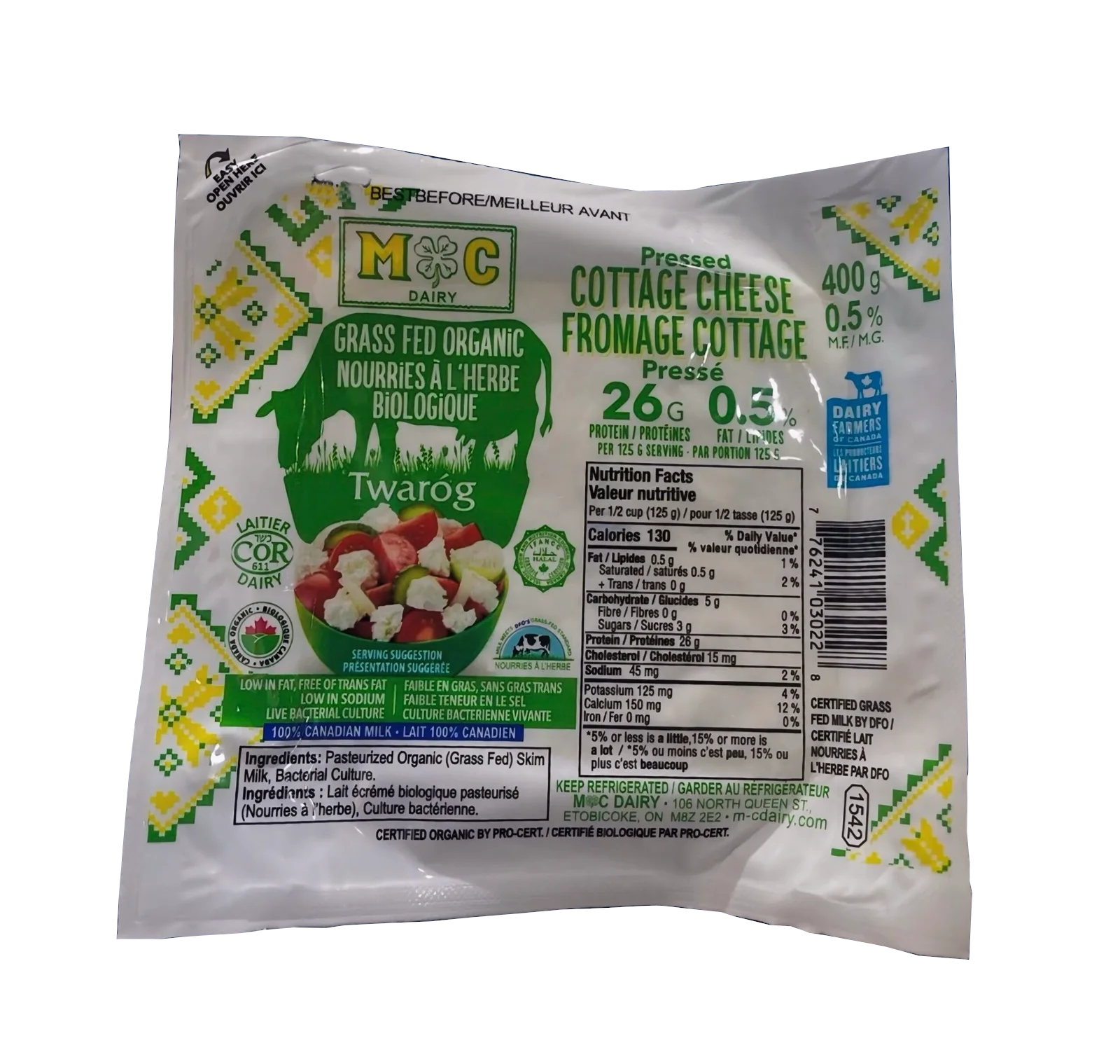 MC Dairy Organic Grass Fed Cottage Cheese 0.5% MF